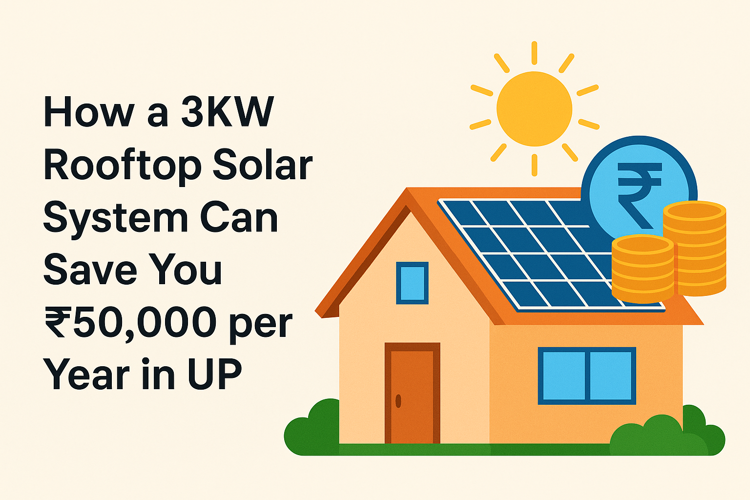 How a 3KW Rooftop Solar System Can Save You ?50,000 per Year in UP